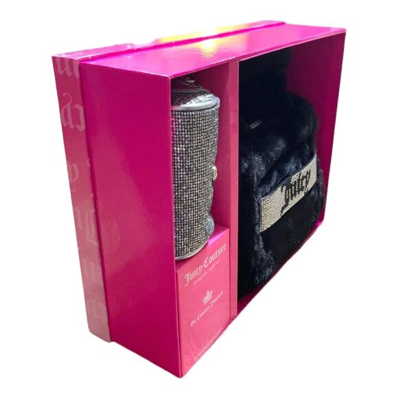 Juicy Couture Liquorice Black Mini Tote & Barrel Coin Purse Gift Set Fluffy NWT - Picture 3 of 5